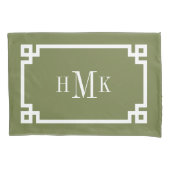 Olive Green Greece Key Monogram Standard Kissenbezug (Vorderseite-Links)