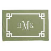 Olive Green Greece Key Monogram Standard Kissenbezug (Vorderseite-Rechts)