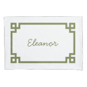 Olive Green Greece Key Monogram Standard Kissenbezug (Vorderseite)