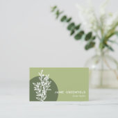 Olive Green Green Line Art Business Card Visitenkarte (Stehend Vorderseite)