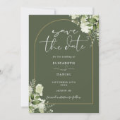 Olive Green Greenerity Gold Arch Foto Hochzeit Save The Date (Vorderseite)