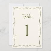 Olive Green Hand Drawing Frame Tischnummer (Vorderseite)