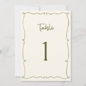 Olive Green Hand Drawing Frame Tischnummer (Rückseite)