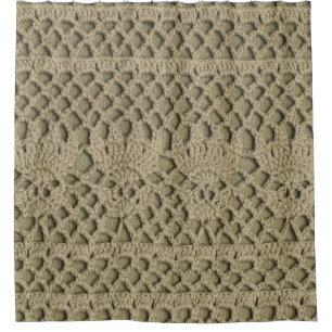 Olive Green Handmade Lace Pattern Duschvorhang