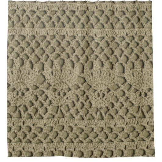 Olive Green Handmade Lace Pattern Duschvorhang (Vorderseite)