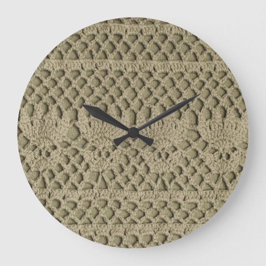 Olive Green Handmade Lace Pattern Große Wanduhr (Vorderseite)