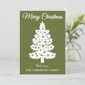 Olive Green Handwriting Script Weihnachtsbaum Feiertagskarte (Stehend Vorderseite)