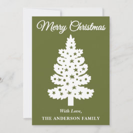 Olive Green Handwriting Script Weihnachtsbaum Feiertagskarte