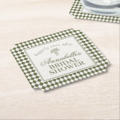 Olive Green Harlequin Checkered Bridal Shower Untersetzer (angewinkelt)