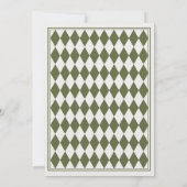 Olive Green Harlequin Checkered Wedding Einladung (Rückseite)