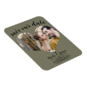 Olive Green Heart Foto Wedding Save the Date Magnet (Rechte Seite)