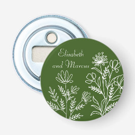 Olive-green Hochzeitsknopf Flaschenöffner