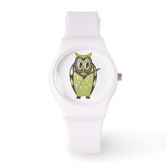 Olive green Hoot Owl Armbanduhr (Vorderseite)