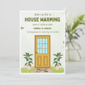 Olive Green House Erwärmung Einladungskarte Set Einladung (Stehend Vorderseite)