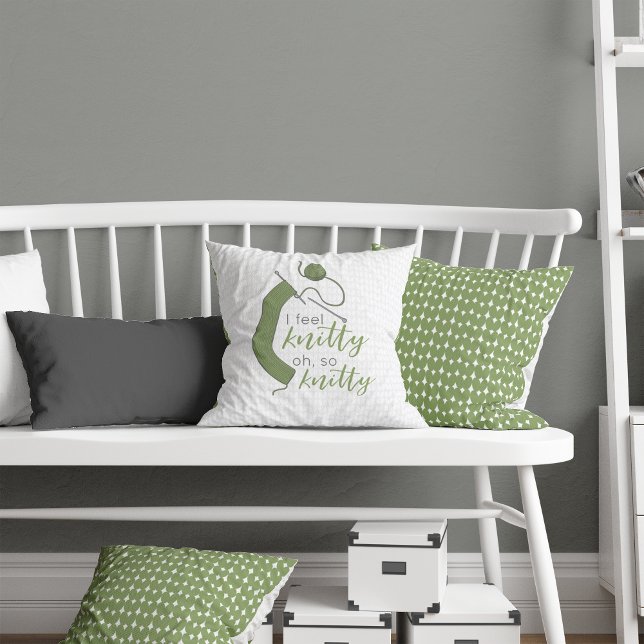 Olive Green Ich fühle mich Knitty, Oh, so Knitty Kissen (Von Creator hochgeladen)