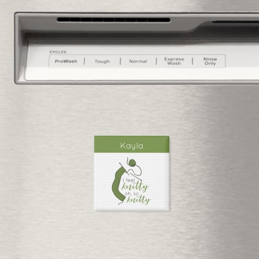 Olive Green Ich fühle mich Knitty, Oh, so Knitty Magnet (In Situ (Geschirrspüler))