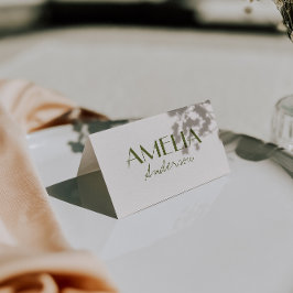 Olive Green Ivory Old Money Wedding Place Cards    Tischnummer