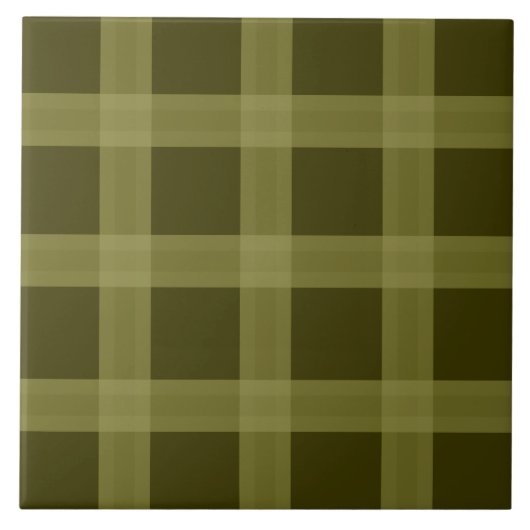 Olive Green Kariert Patches Keramik Tile Fliese (Vorderseite)