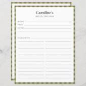 Olive Green Kariert Recipe Custom Brautparty (Vorne/Hinten)