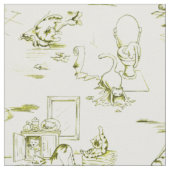 Olive Green Kitty Cat Bad Toile Stoff (Nahaufnahme)