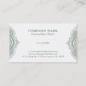 Olive Green Lace Paisley Mandala Visitenkarte (Rückseite)