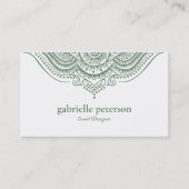 Olive Green Lace Paisley Mandala Visitenkarte (Vorderseite)