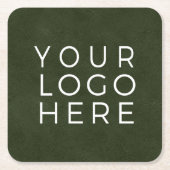 Olive Green Leaaalook Custom Business Logo Rechteckiger Pappuntersetzer (Vorderseite)