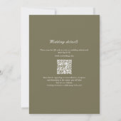 Olive Green Leaf Monogram QR Code Hochzeit Einladung (Rückseite)