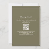 Olive Green Leaf Monogram QR Code Hochzeit Einladung (Rückseite)