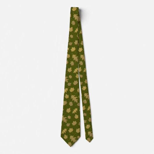 Olive Green Leaf Muster Mens Krawatte (Vorderseite)