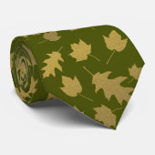 Olive Green Leaf Muster Mens Krawatte (Gerollt)