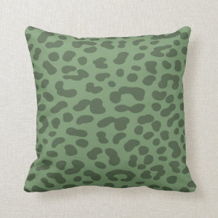 Olive Green Leopard Print Kissen