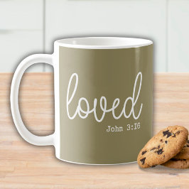 Olive Green Liebe Faith Quote minimalistisch Kaffeetasse