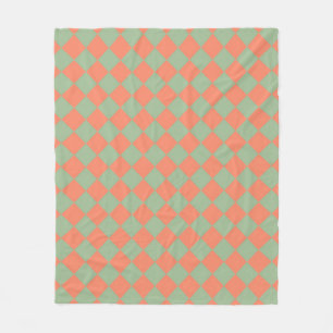 Olive Green Lmon Pink Schachbrett Diamant Muster Fleecedecke