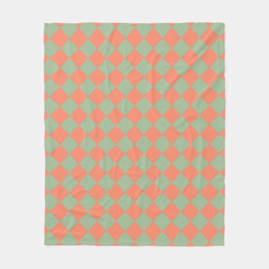 Olive Green Lmon Pink Schachbrett Diamant Muster Fleecedecke (Vorderseite)