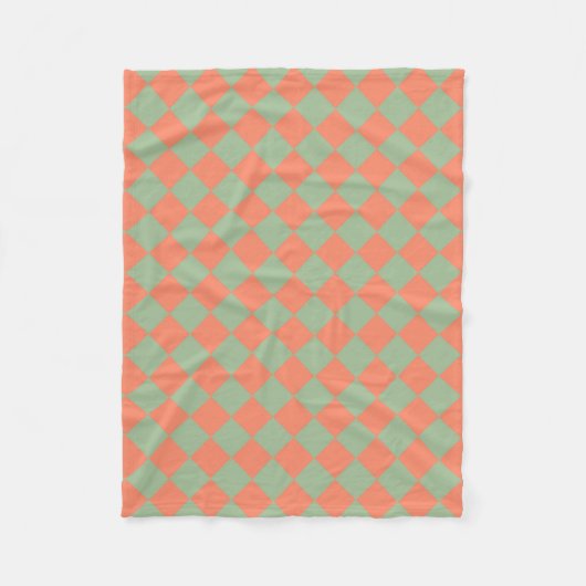 Olive Green Lmon Pink Schachbrett Diamant Muster Fleecedecke (Vorderseite)