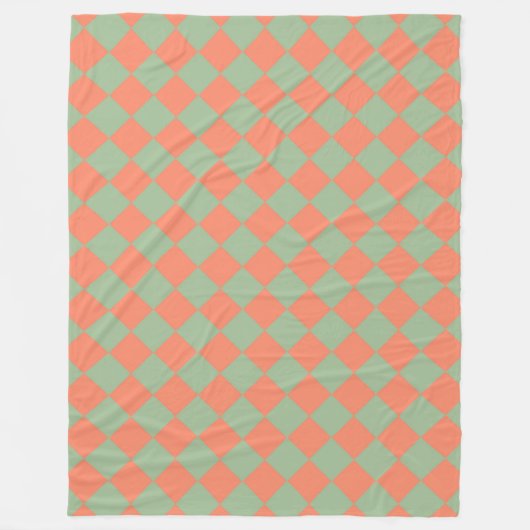 Olive Green Lmon Pink Schachbrett Diamant Muster Fleecedecke (Vorderseite)