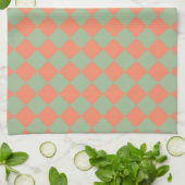 Olive Green Lmon Pink Schachbrett Diamant Muster Geschirrtuch (Gefaltet)