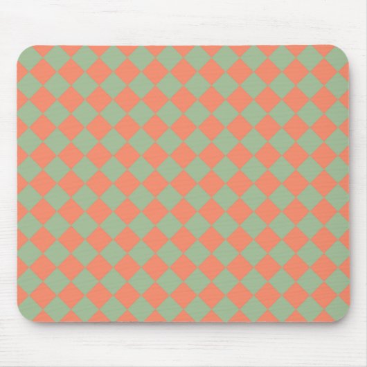 Olive Green Lmon Pink Schachbrett Diamant Muster Mousepad (Vorne)
