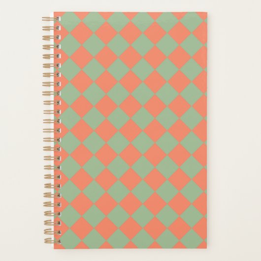 Olive Green Lmon Pink Schachbrett Diamant Muster Planer (Vorderseite)