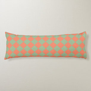 Olive Green Lmon Pink Schachbrett Diamant Muster Seitenschläferkissen