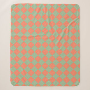 Olive Green Lmon Pink Schachbrett Diamant Muster Sherpadecke