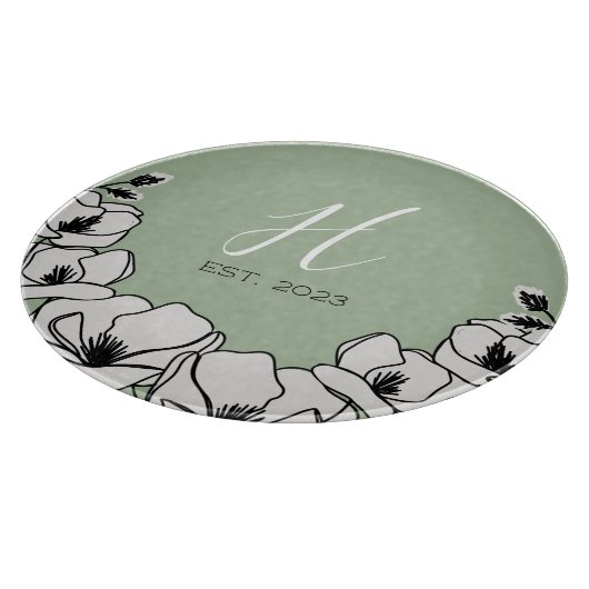 Olive Green Magnolia Blume Custom Schneidebrett (Ecke)