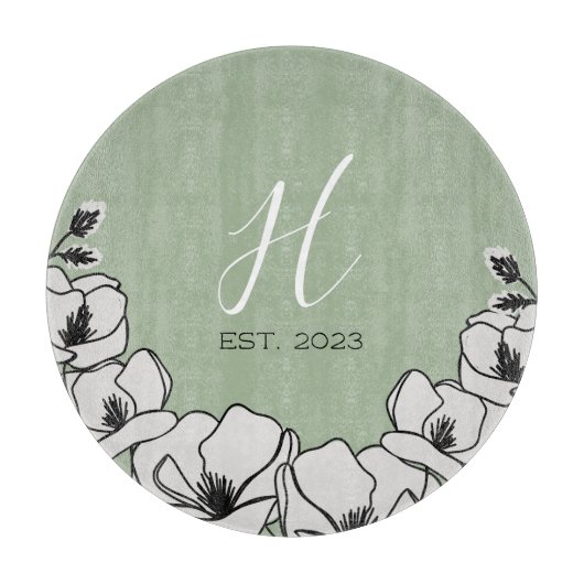 Olive Green Magnolia Blume Custom Schneidebrett (Vorderseite)