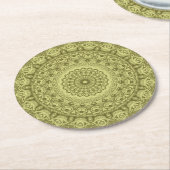 Olive Green Mandala Design Runder Pappuntersetzer (Angewinkelt)