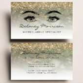 Olive Green Marble Gold Glitter Eyes Microblading Visitenkarte