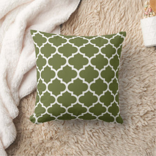 Olive Green marokkanische Muster Tile Kissen