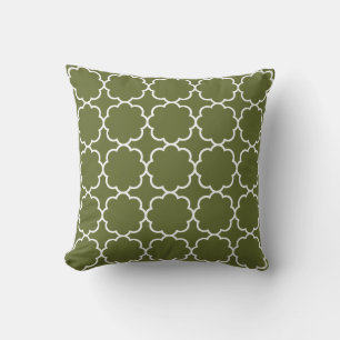 Olive Green marokkanische Muster Tile Kissen