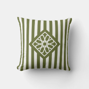 Olive Green marokkanische Zellige-Blume Kissen