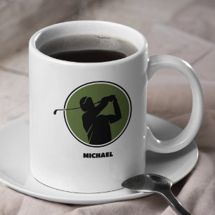Olive Green Mens Golf Silhouette Kaffeetasse